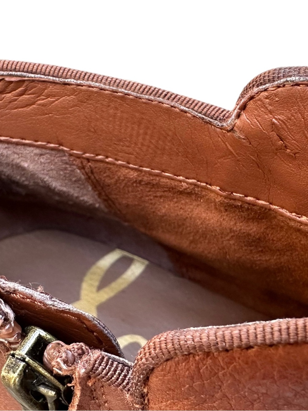 Sam Edelman PETTY Leather Ankle Boots Cognac Brown Western Booties Size 8.5 - Picture 11 of 15